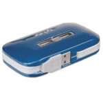 Hub USB V2.0 7 Ptos Azul Con Fuente.