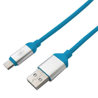 Cable USB V2.0 A Micro De Pvc Texturizado Brobotix 161208A – 125 Cms, Azul