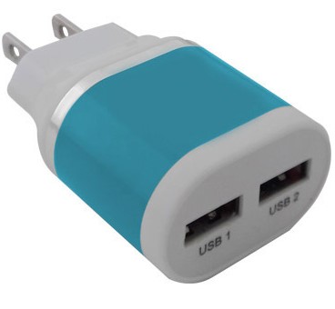 Cargador USB De Pared 2 Puertos V2.0 Brobotix Turquesa