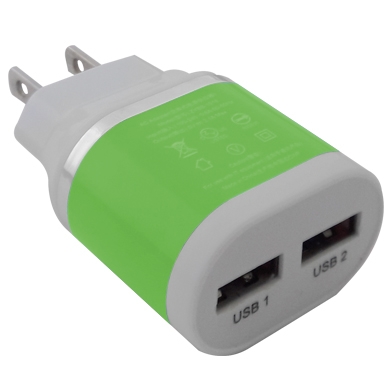 Cargador Brobotix 2 Pts USB 161264V - Verde, Pared, Corriente Alterna, 5 V