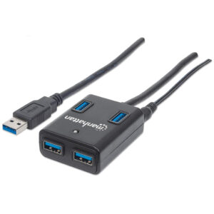 HUB USB 3.0 MANHATTAN 162302, SUPERVELOCIDAD 4 PUERTOS C/ADAPTADOR DE ENERGIA