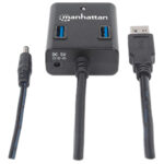 Hub USB 3.0 Manhattan 162302, Supervelocidad 4 Puertos C/Adaptador De Energia