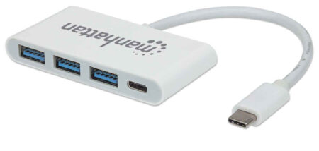 Hub De 3 Puertos USB 3.2 Gen Manhattan 163552, Interface USB-C, Y Un Puerto De Alimentacion Tipo C Hembra