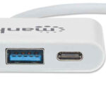 Hub De 3 Puertos USB 3.2 Gen Manhattan 163552, Interface USB-C, Y Un Puerto De Alimentacion Tipo C Hembra