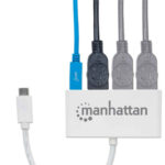 Hub De 3 Puertos USB 3.2 Gen Manhattan 163552, Interface USB-C, Y Un Puerto De Alimentacion Tipo C Hembra