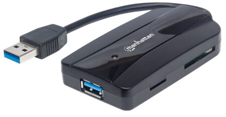 HUB USB-A MANHATTAN 163590 3 PUERTOS USB-A/2 RANURAS PARA TARJETAS DE MEMORIA