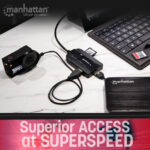 HUB USB-A MANHATTAN 163590 3 PUERTOS USB-A/2 RANURAS PARA TARJETAS DE MEMORIA