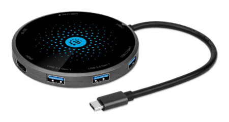 Docking Video USB C Pd A HDMI 3Xusb-A Manhattan 166560, Lect Tarjeta Carga Inalambrica, 166560