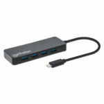 Hub USB-C Manhattan 168410 7 Puertos USB-A 3.2/Color Negro