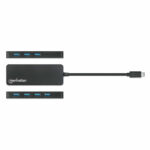 Hub USB-C Manhattan 168410 7 Puertos USB-A 3.2/Color Negro