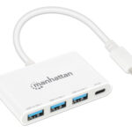 Hub USB-C Manhattan 168434 3X USB-A/1X USB-C/Color Blanco