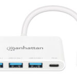 Hub USB-C Manhattan 168434 3X USB-A/1X USB-C/Color Blanco
