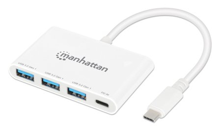 Hub USB-C Manhattan 168434 3X USB-A/1X USB-C/Color Blanco