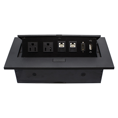 Caja De Mesa – RJ45 Cat 6, HDMI, USB V2.0, Nema 5-15R, Negro, Brobotix 170906