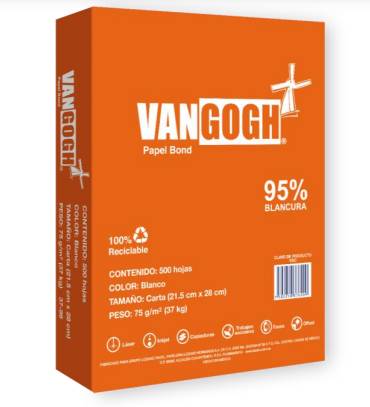 Papel Tamaño Carta Color Blanco Marca Vangogh 75Gr 95 Blancura 17502250376216 10 Resmas Con 500 Hojas Cada Una Desempeño 120 Paginas Por Minuto 4.5 Kg –