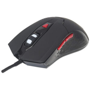 MOUSE GAMING USB OPTICO ALAMBRICO 2400DPI, 6 BOTONES NEGRO CON LUZ MANHATTAN 176071