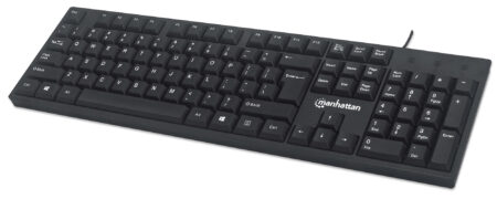 Teclado Alambrico Manhattan 179324 USB De 1.3 M/104 Teclas/Ingles/Color Negro