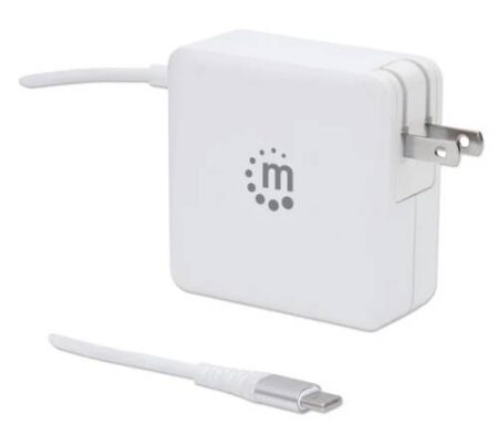 Cargador Universal USB-C Manhattan 180245 60W/Suministro De Energia Pd/Color Blanco