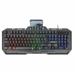 Teclado Alambrico Gamer Manhattan 180610 Rgb/Panel Metalico Para Celular/Color Negro