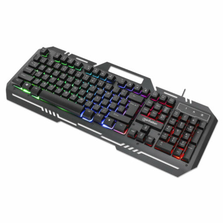 Teclado Alambrico Gamer Manhattan 180610 Rgb/Panel Metalico Para Celular/Color Negro