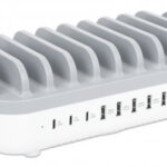 Estacion De Carga De 10 Puertos USB Manhattan 180856 120W Blanco/Gris