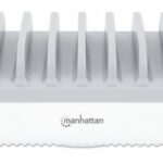 Estacion De Carga De 10 Puertos USB Manhattan 180856 120W Blanco/Gris