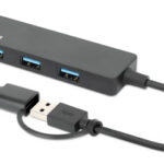Hub 4 Puertos USB-A/USB-C Manhattan 180863, 5000 Mbit/S, Negro