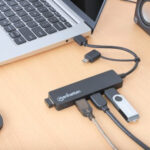 Hub 4 Puertos USB-A/USB-C Manhattan 180863, 5000 Mbit/S, Negro