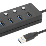 Hub USB-A Manhattan 180887 4 Puertos USB-A/Interruptor De Encendido-Apagado Para Cada Puerto/Color Negro
