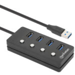 Hub USB-A Manhattan 180887 4 Puertos USB-A/Interruptor De Encendido-Apagado Para Cada Puerto/Color Negro