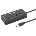 Hub USB-A Manhattan 180887 4 Puertos USB-A/Interruptor De Encendido-Apagado Para Cada Puerto/Color Negro