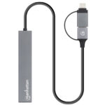 Hub USB-A Manhattan 181006 4 Puertos USB A 3.2/Color Negro