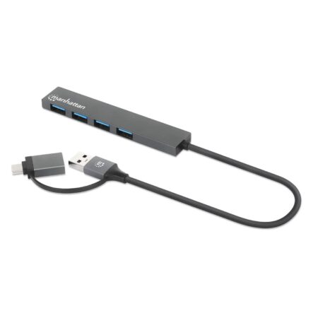 Hub USB-A Manhattan 181006 4 Puertos USB A 3.2/Color Negro