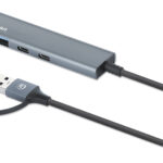 Hub USB Manhattan 181075 De 4 Puertos USB 3.2/2 USB-A/2 USB-C/Conector Adaptable De USB-A A USB-C/Gris