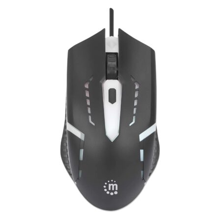 Mouse Alambrico Manhattan 190206 1,500Dpi/4 Botones/USB/Iluminacion LED Rgb/Color Negro