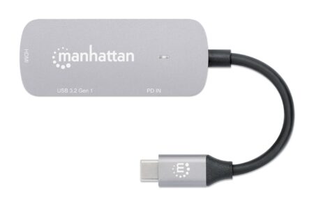 Hub USB-C Macho Manhattan 190299 1X Hdm/1X USB-A 3.2/1X USB-C Pd/Color Gris
