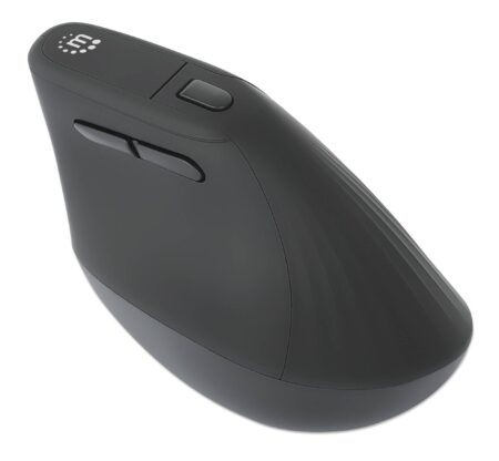 Mouse Inalambrico Vertical Manhattan 190336 1,600Dpi/6 Botones/Optico/Color Negro