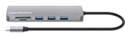 Hub USB-C Manhattan 190459/9 En 1/HDMI 4K/Pd 100W/Color Gris