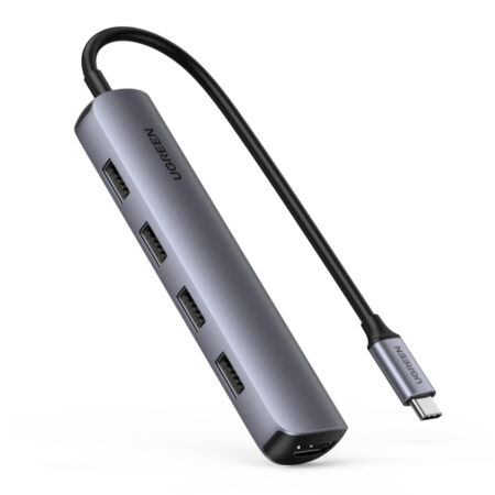 Hub USB-C A 4 Puertos USB 3.0 + HDMI 4K@30Hz Ugreen USB 3.0 A 5Gbps/Caja De Aluminio, 20197