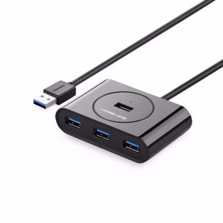 Hub Adaptador USB 3.0 Macho-4Xusb 3.0 Hembra Ugreen 20291 1 Metro, Indicador LED, Negro