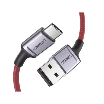 CABLE USB-A A USB-C UGREEN 20527 1 METRO/CARGA RAPIDA QC 4.0/3.0/2.0/480 MBPS/CAJA DE ALUMINIO/NYLON TRENZADO/COLOR ROJO