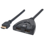 Switch HDMI 1.3 Manhattan 207416 2 Puertos/2X HDMI Hembra/1X HDMI Macho/50 Cm/Color Negro