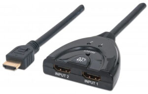 SWITCH HDMI 1.3 MANHATTAN 207416 2 PUERTOS/2X HDMI HEMBRA/1X HDMI MACHO/50 CM/COLOR NEGRO