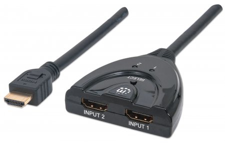 Switch Hdmi 1.3 Manhattan 207416 2 Puertos/2x Hdmi Hembra/1x Hdmi Macho/50 Cm/color Negro