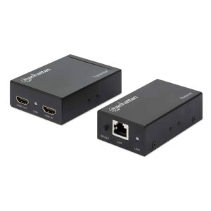 EXTENSOR HDMI SOBRE ETHERNET MANHATTAN 207461 HEMBRA/VIA CAT6/HASTA 50 M/MODULOS TX Y RX/SOPORTE IR/COLOR NEGRO