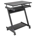 Escritorio Compacto Manhattan 207690 Color Negro, Ruedas, Bandeja Deslizable Para Teclado