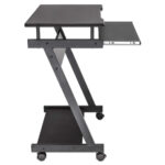Escritorio Compacto Manhattan 207690 Color Negro, Ruedas, Bandeja Deslizable Para Teclado