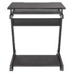 Escritorio Compacto Manhattan 207690 Color Negro, Ruedas, Bandeja Deslizable Para Teclado