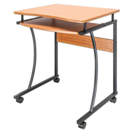 Escritorio Compacto Manhattan 207812 Cafe Claro, Ruedas, Bandeja Deslizable Para Teclado