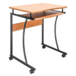 Escritorio Compacto Manhattan 207812 Cafe Claro, Ruedas, Bandeja Deslizable Para Teclado